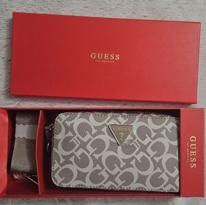 NEW GUESS Tan Monogram Crossbody Bag